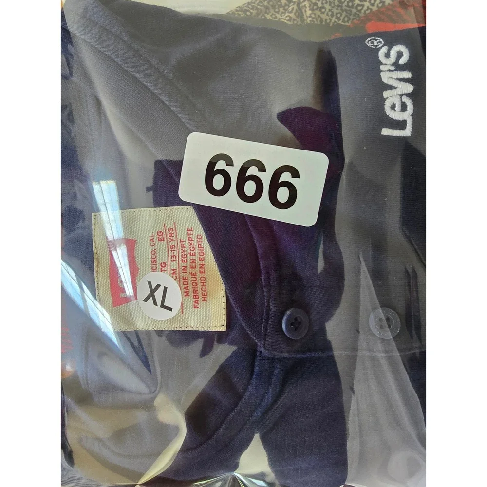 Kids Levi's Navy Blue Long Sleeve Henley Shirt Size XL TG‎ EG